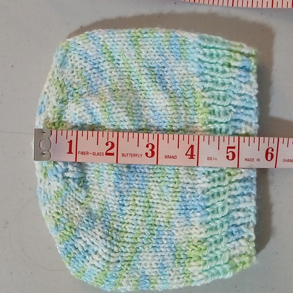 Hand-Knitted Baby Cardigan Set in Pastel Green, Blue, And White - Picture 8 of 10
